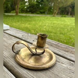 Vintage Brass Chamberstick Candle Holder